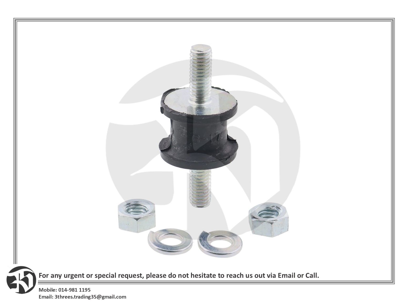 Anti-vibration Rubber Mounts, Both Ends Threaded Studs BGOMAS20200