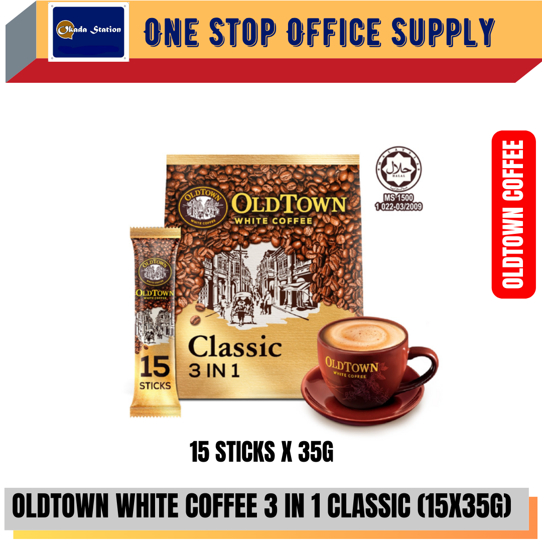 OLDTOWN COFFEE / WHITE COFFEE / 3 IN 1 CLASSIC / 35G X 15 SACHETS / CLASSIC COFFEE / KOPI 3 IN 1
