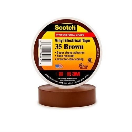 3M 35 Scotch Vinyl Electrical Tape (19mm X 20m) Brown 80610833941 [2074769]