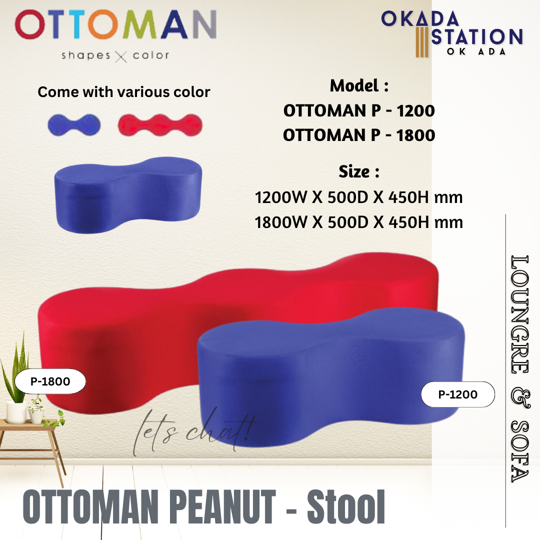 OTTOMAN PEANUT- SOFA BENCH / OTTOMAN P / LOUNGE & SOFA / PEANUT SHAPE / PEANUT SHAPE STOOL / SOFA STOOL / DISCUSSION CHAIR / STOOL / CHAIR / BENCH / PU LEATHER / OTTOMAN SHAPE X COLOR
