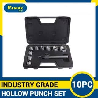 REMAX HEAVY DUTY HOLLOW PUNCH KIT TOOL SET 10PCS ( Size: 3/16 "(5mm), 1/4" (6.5mm), 5/16 "(8mm), 3/8" (9.5mm), 1/2 "(12.5mm). 5/8 "(16mm), 25/82" (20mm), 1 "(25.4mm), 1-1/4" (32mm).)