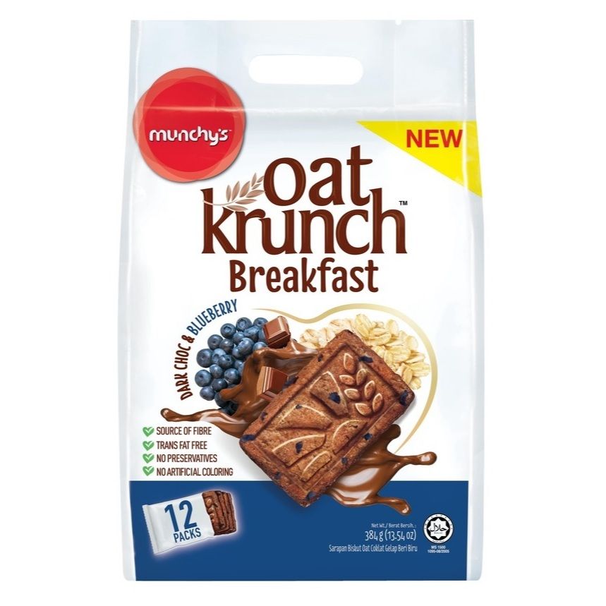 Munchy's Oatkrunch (Breakfast Dark Choco & Blueberry) Pack 12x32gm