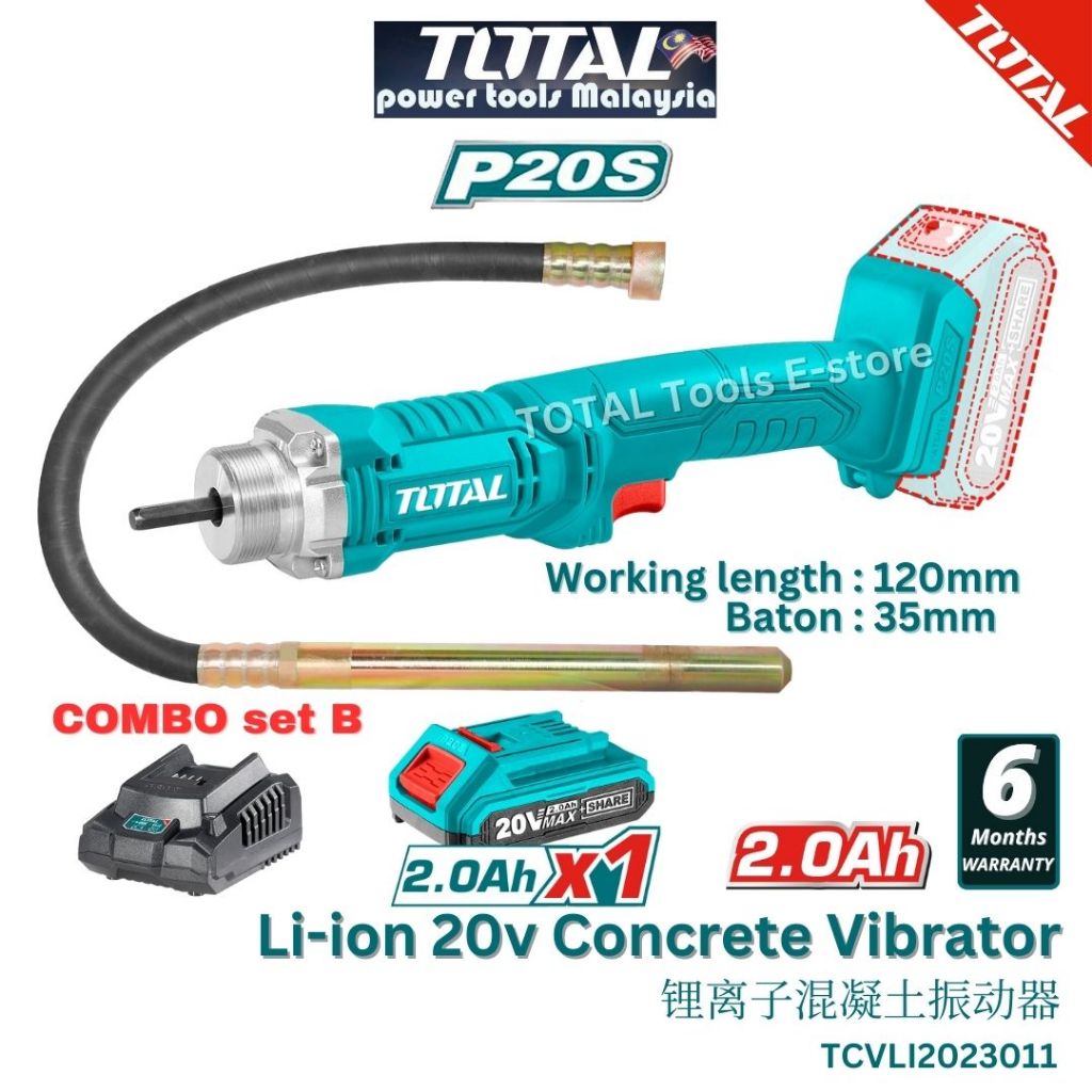 TOTAL TCVLI2023011 LI-ION CONCRETE VIBRATOR