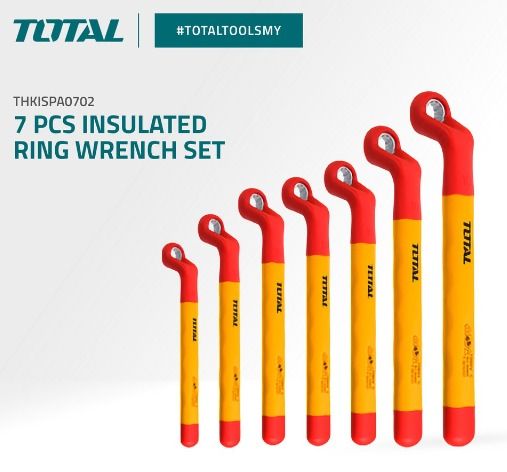 TOTAL 7 Pcs Insulated Ring Wrench Set + Carrying Pouch