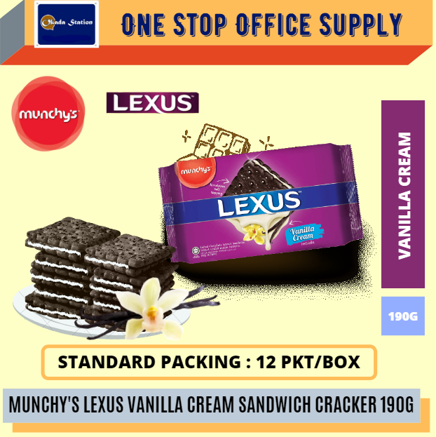 Munchy's Lexus Vanila Cream Sandwich Cracker 190g /Munchy's /Lexus /Cracker /Biscuit /Vanila Cream Sandwich Cracker /190g