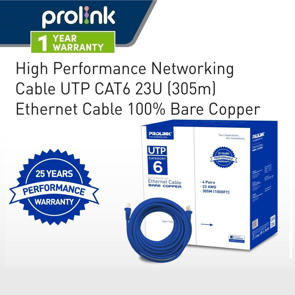 *23 AWG Prolink Cat6 Full Copper Network Cable