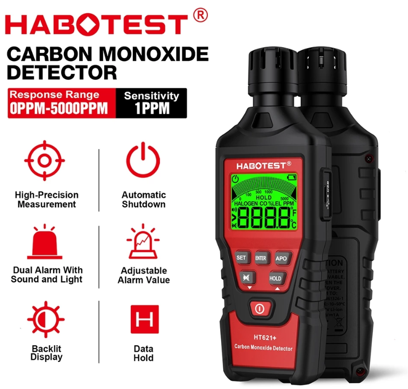HABOTEST HT621+ CARBON MONOXIDE DETECTOR WITH ALARM FUNCTION