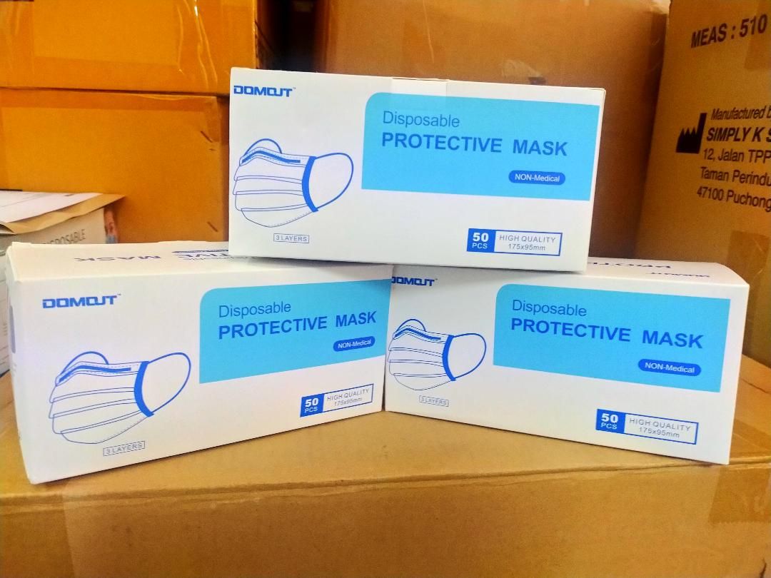 DOMUT Ocha DOMUT 3 Ply Face Mask With CE & FDA Blue Colour) 50 pcs / Box Free Delivery Peninsular Malaysia only