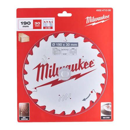 Milwaukee 7-1/2" (190mm x 30mm) 24T Wood Circular Saw Blade  (For M18 FCS66) 4932-4713-00