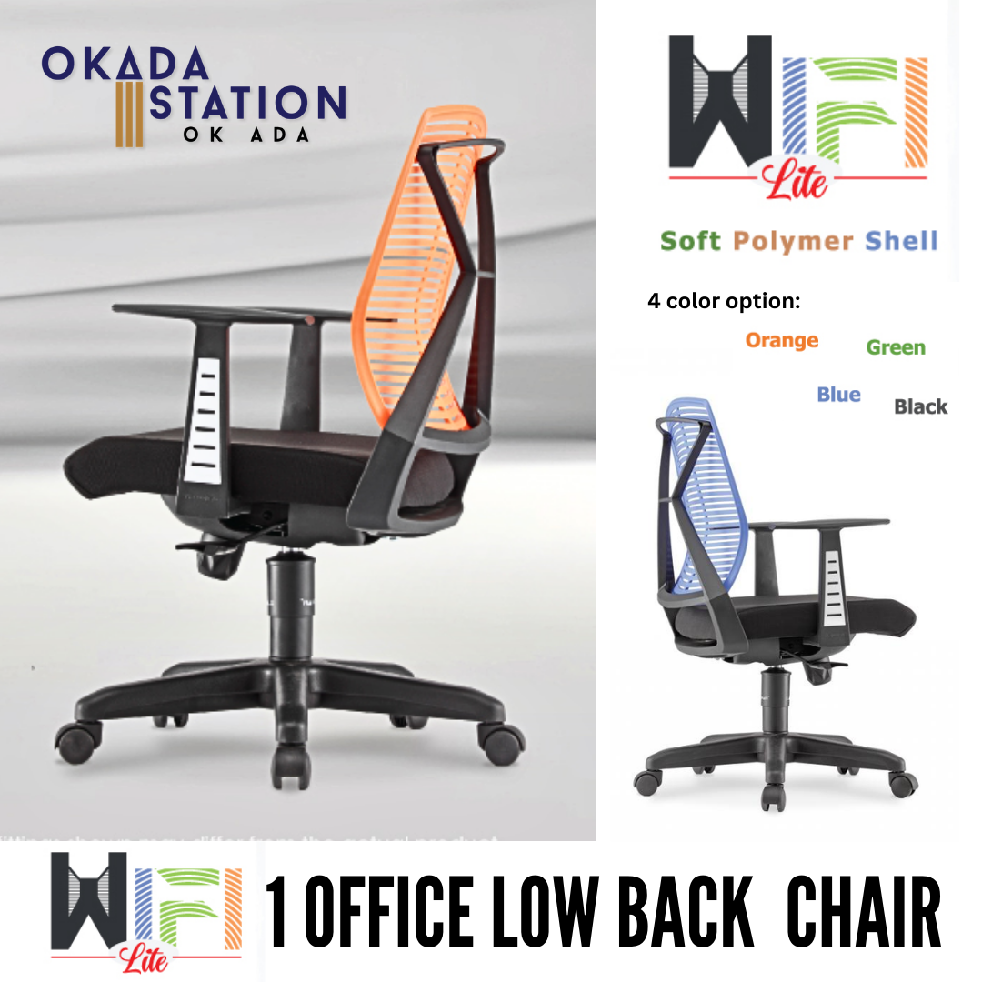 WIFI LITE 1 ERGONOMIC OFFICE LOW BACK CHAIR - ALL SIZE / SECRETARIAL SERIES / OFFICE CONFERENCE CHAIR / OFFICE SWIVEL CHAIR / TASK CHAIR / DIRECTOR CHAIR / OFFICE CHAIR / PP BASE / FABRIC / PU LEATHER / WIFI LITE 1