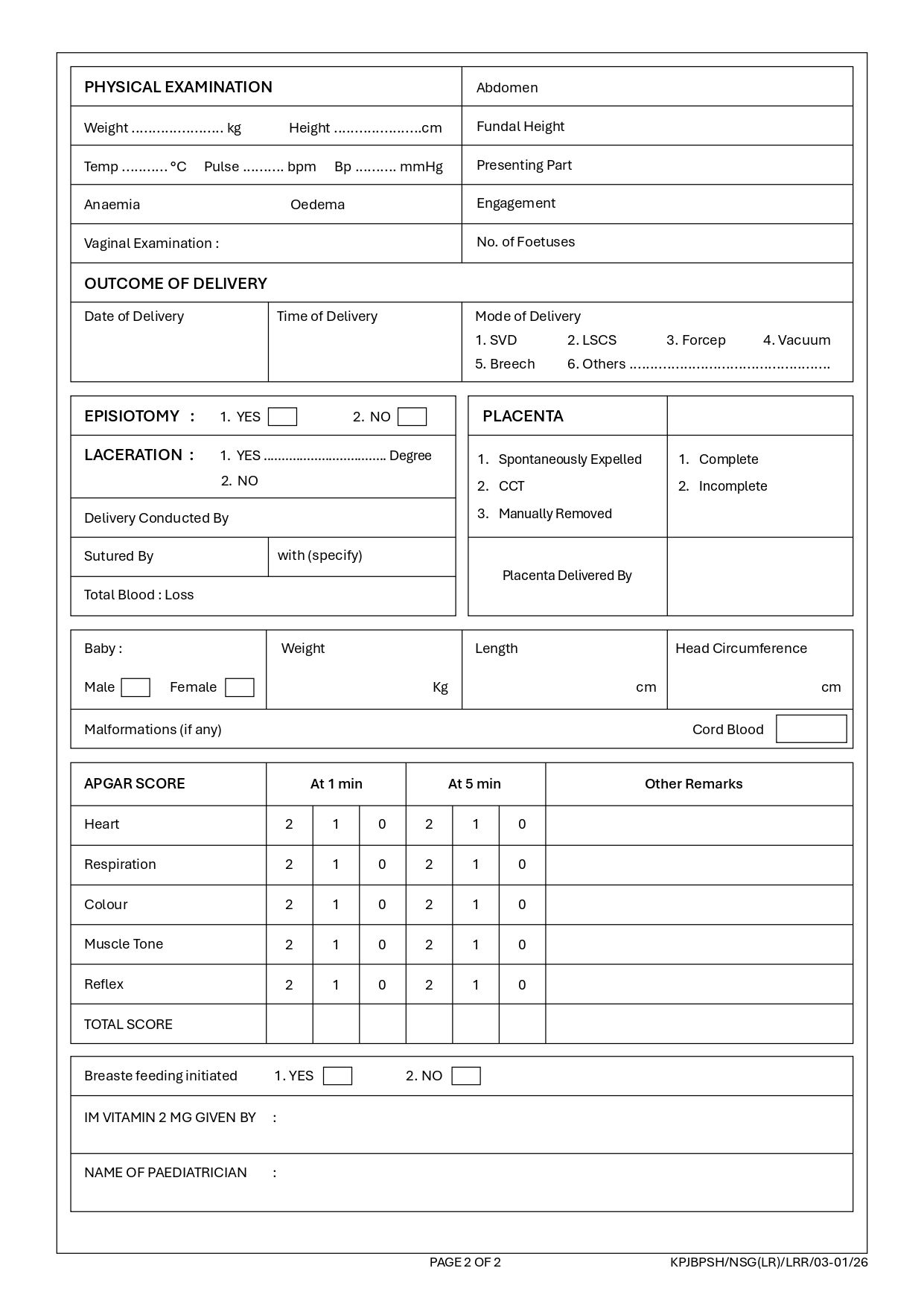 Labour Record Form
