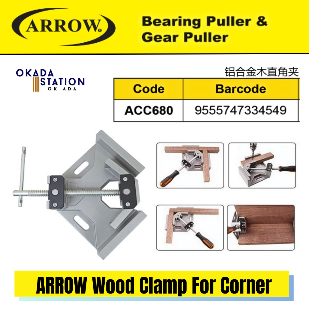 ARROW Wood Clamp For Corner (ACC680) / Right Angle Clamps / Adjustable Swing Jaw / Wood Clamp / Corner Lock / Corner Clamp / Plank Fixer / Clamp / Woodworking Tool / ACC680