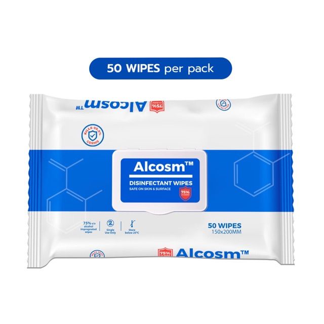 Alcosm 75% Alcohol Wipes
