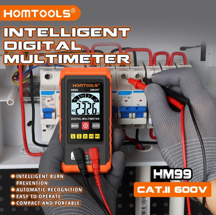 HOMTOOLS HM99 DIGITAL MULTIMETER AC/DC 600V 4000 COUNTS HIGH-PRECISION