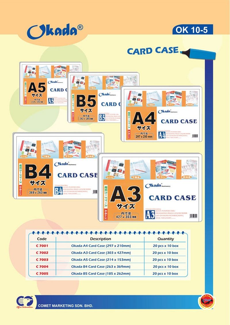 PVC HARD CARD CASE (TRANSPARENCE) A5,A4,A3 /Hard Card Case /Card Case /Transparence /PVC