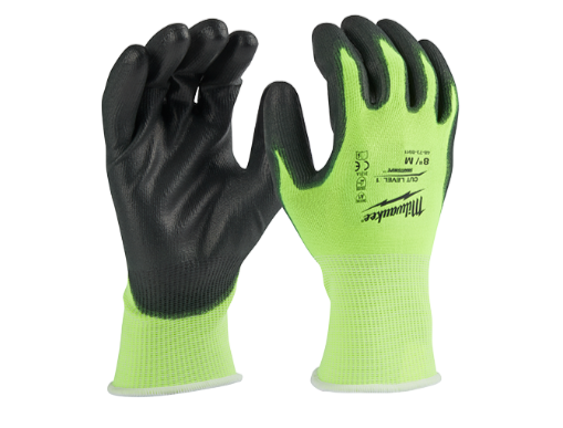 Milwaukee High Visibility Cut Level 1 Polyurethane Dipped Glove (Size: M) 48-73-8911