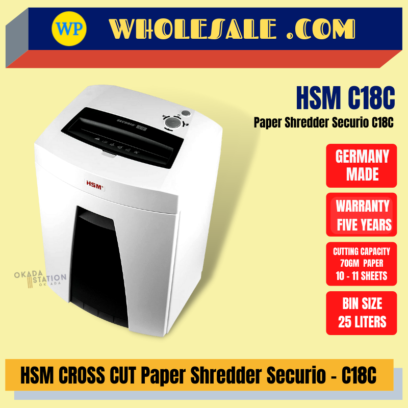 HSM / PAPER SHREDDER / SECURIO / CROSS CUT / C18C / SHREDDER MACHINE / OFFICE SHREDDER /