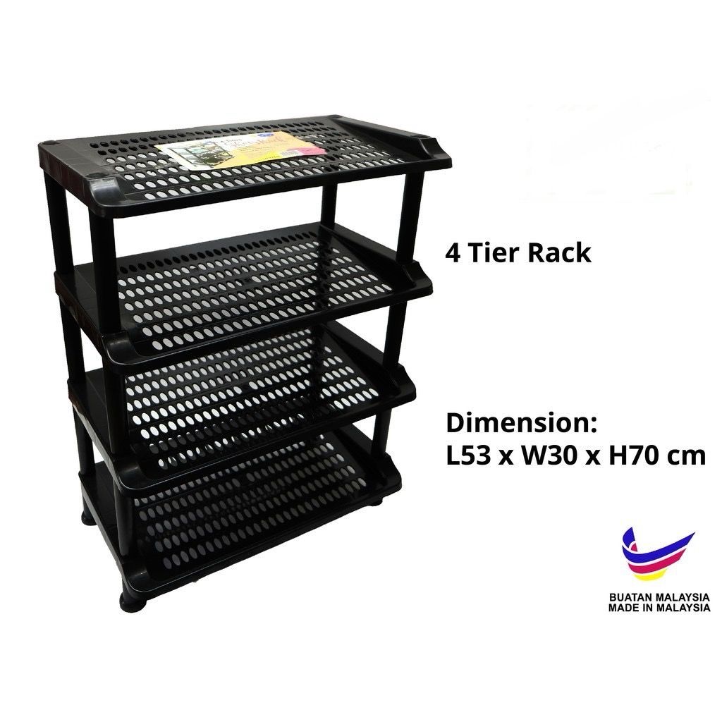 Plastic Shoe Rack 4 tier - L53 x W30 x H70 cm