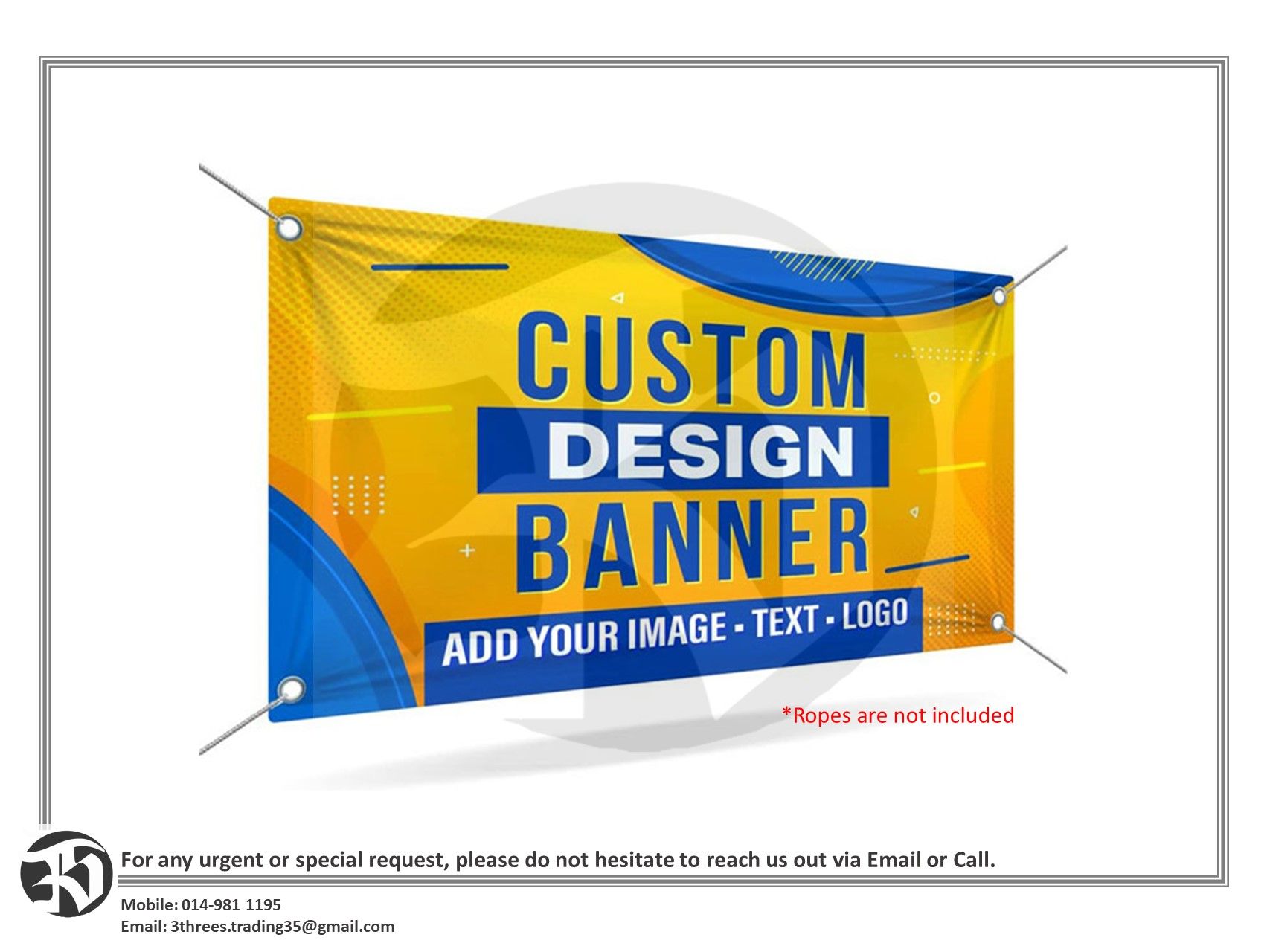 Tarpaulin Banner UV 380gsm 9ft x 9ft (Print Your Own Design)