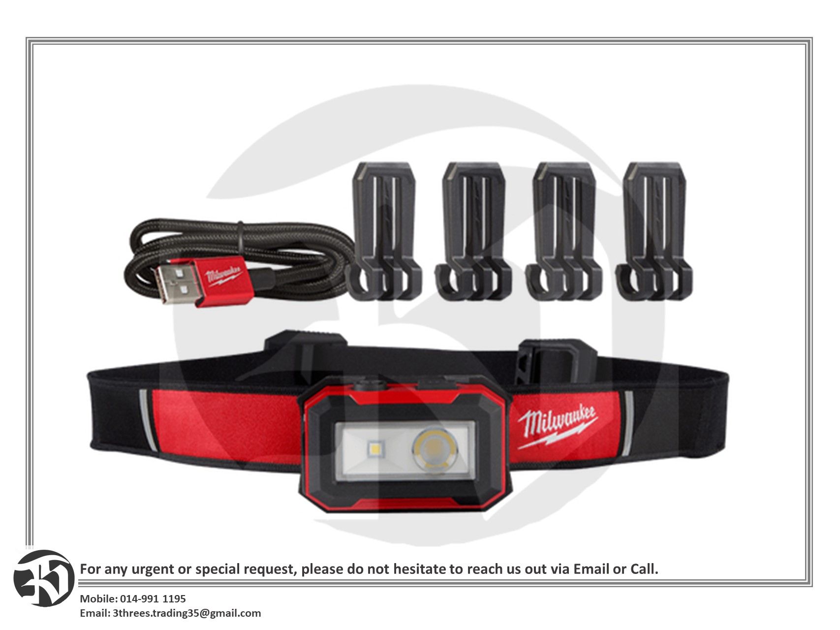 MILWAUKEE PORTABLE USB WORK HEADLIGHT MAGNETIC /DETACHABLE "IR HL450