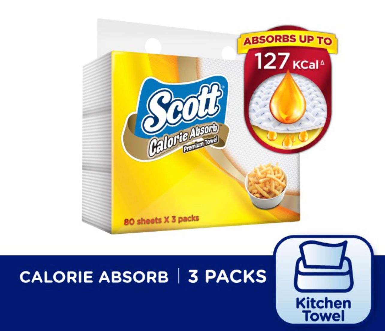 Scott Calorie Absorb Soft-Pack Kitchen Towel (80's x 3)