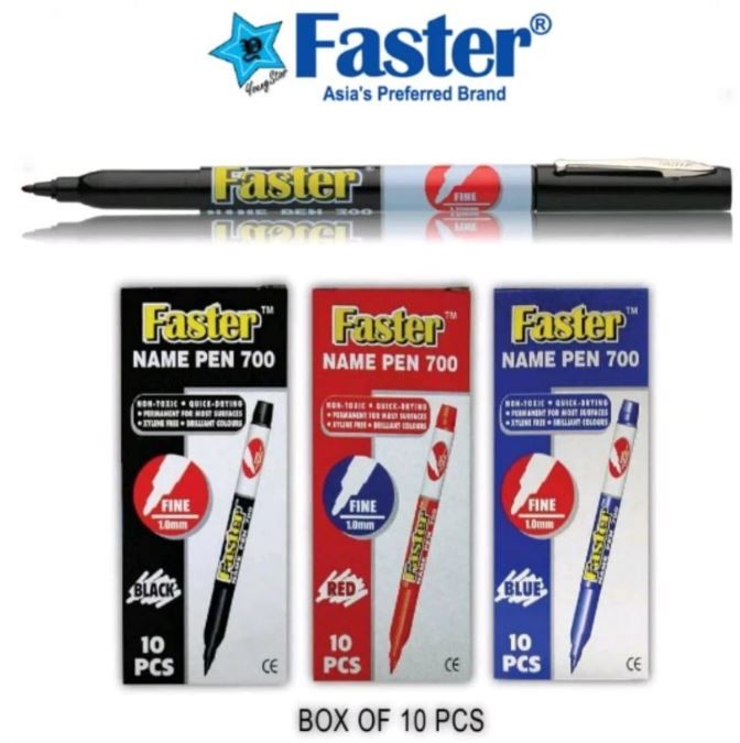 FASTER 700 NAME PEN PERMANENT BLACK,BLUE,RED_10PCS BOX