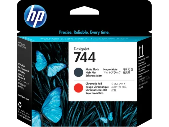Genuine Malaysia HP Warranty - HP 744 Matte Black and Chromatic Red Printhead