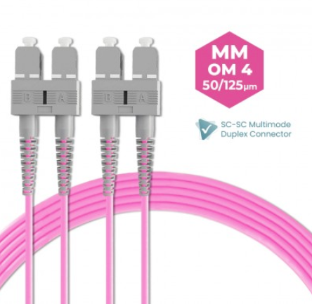 SC-SC 50/125 OM4 MULTIMODE DUPLEX FIBER OPTIC PATCH CABLE 3M 5M 10M