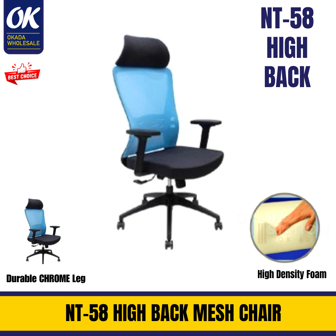 EXECUTIVE NT-58 HIGH BACK MESH CHAIR WITH CHROME LEG / EXECUTIVE CHAIR / OFFICE CHAIR / KERUSI PEJABAT