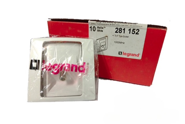 LEGRAND MALLIA 281152 1GANG TV F TYPE SOCKET (WHITE)