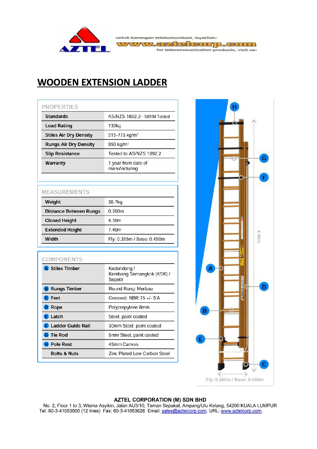 Wooden Extension Ladder 25 FEET
