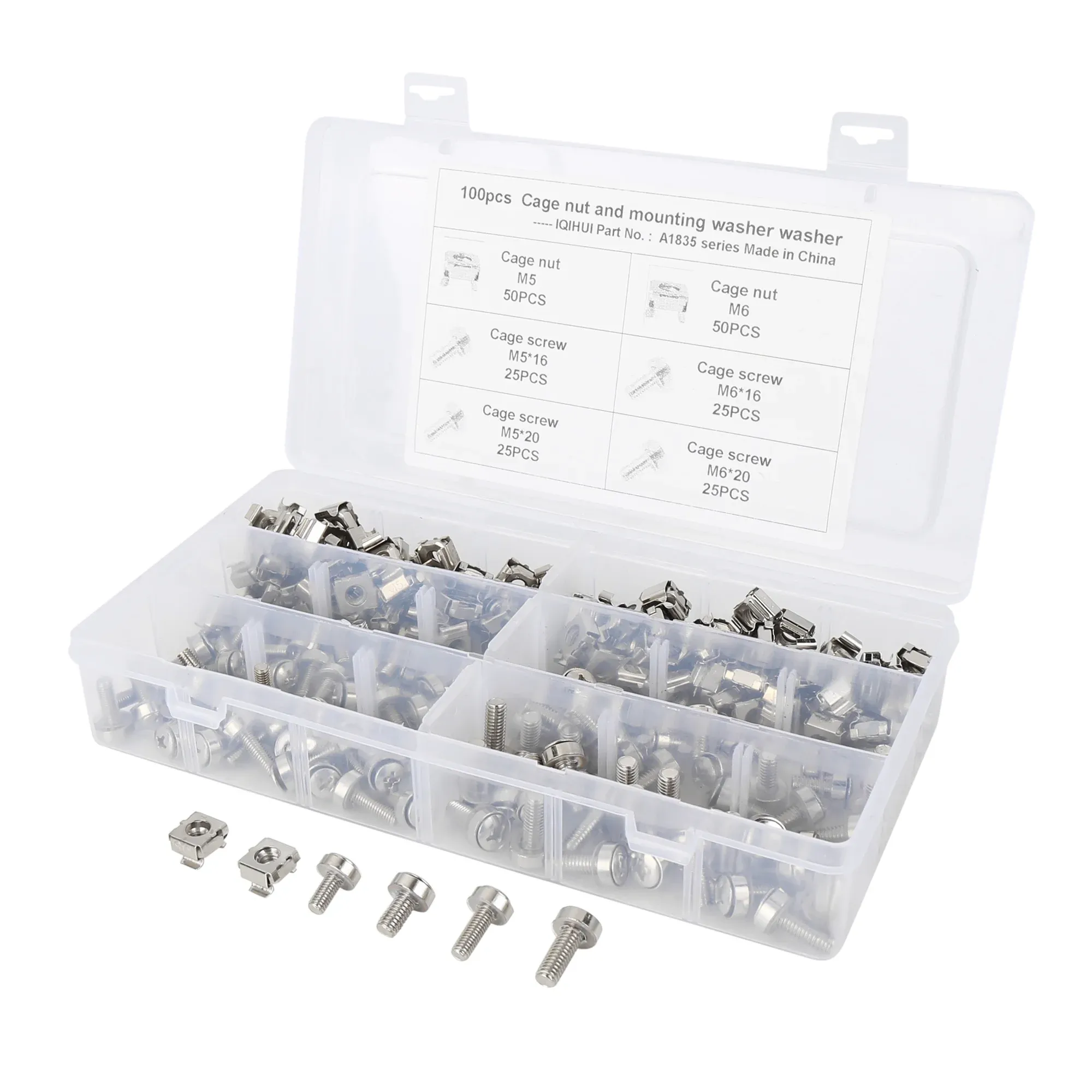 QP M6 MOUNTING SCREW AND CAGE NUTS 100PCS