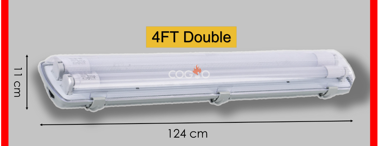 LED T8 WATERPROOF CASING FITTING 4FT DOUBLE ANTI CORROSIVE WEATHERPROOF OUTDOOR INCLUDED BULB DAYLIGHT 6500K 22W