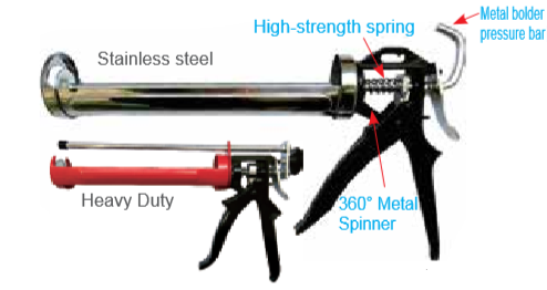 Temo 9" Metal Heavy Duty Sealant Caulking Gun for 310ml Cartridge - Semi Cylinder Carriage
