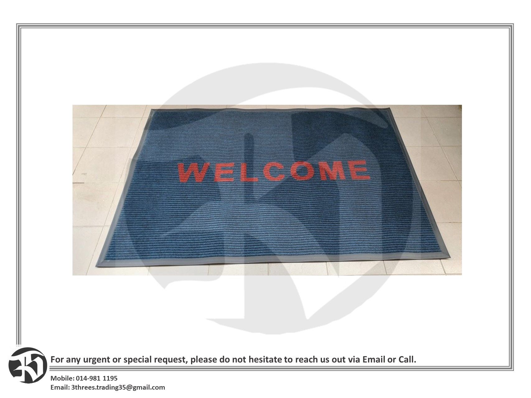 WELCOME Tough Rib Mat with Edging (Wet/Dry) 4 x 10