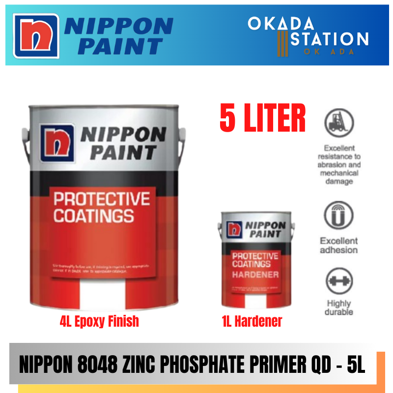 Nippon Paint / 5L / 5 Liter / Anti-Rust Primer Paint / Zinc Phosphate Primer QD (8048) / Alkyd Based / Cat Primer Anti Karat / Cat Pelarut / Cat