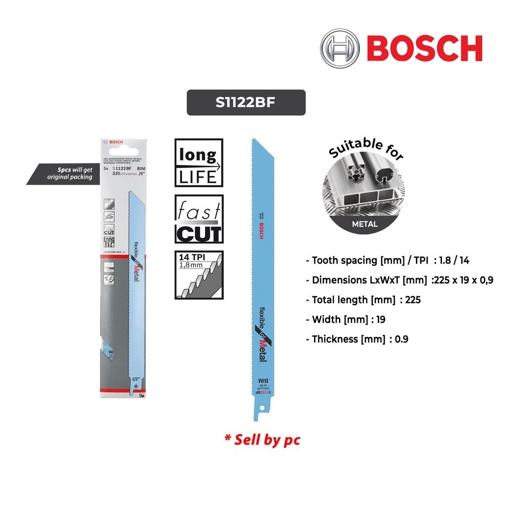 BOSCH S1122BF S922BF S522EF 150 / 100 / 225mm x 19mm x 0.9mm Flexible