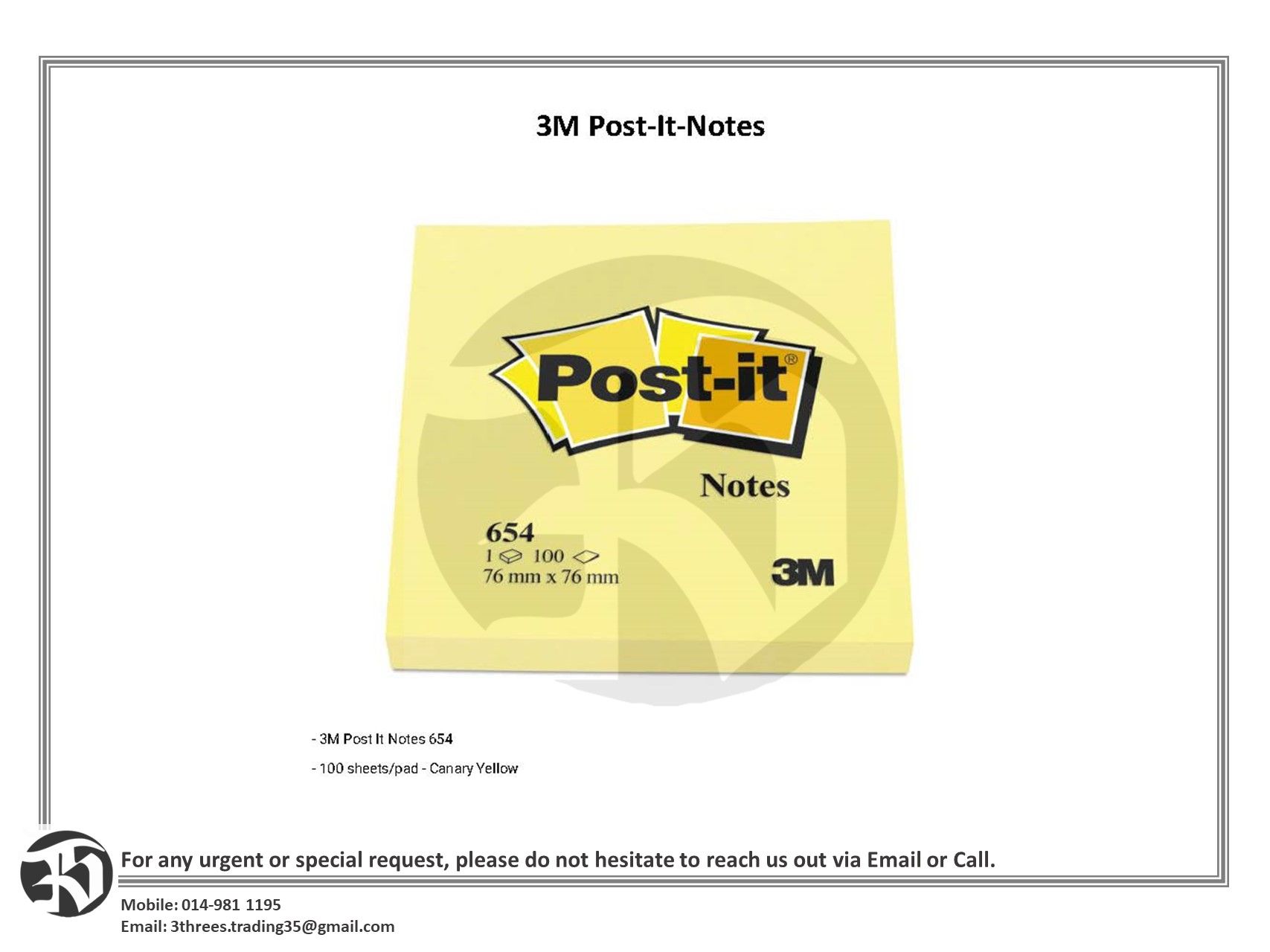 3M Post-It Notes 1.5*2 / 3*3 / 3*5