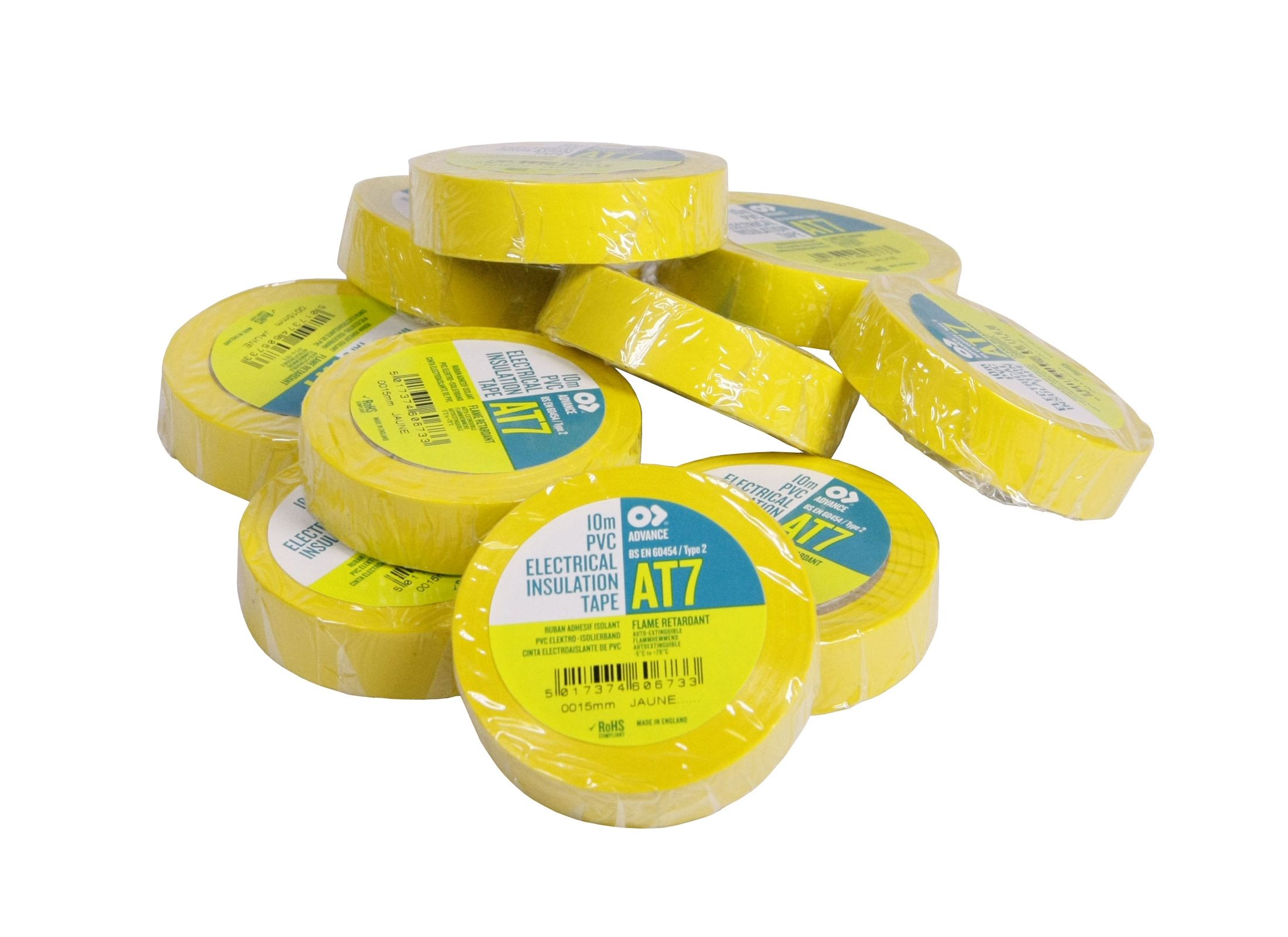 Advance Tapes AT7 Yellow PVC Electrical Tape 19mm x 20m