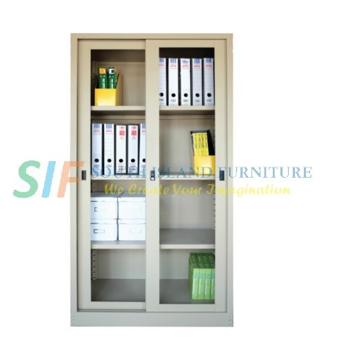 High/Full Cupboard with Glass Sliding Door 3 Adjustable Shelves (915 x 457 x 1828 mm)