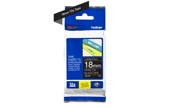 Brother TZe-345 White on Black (18mm) Tapes