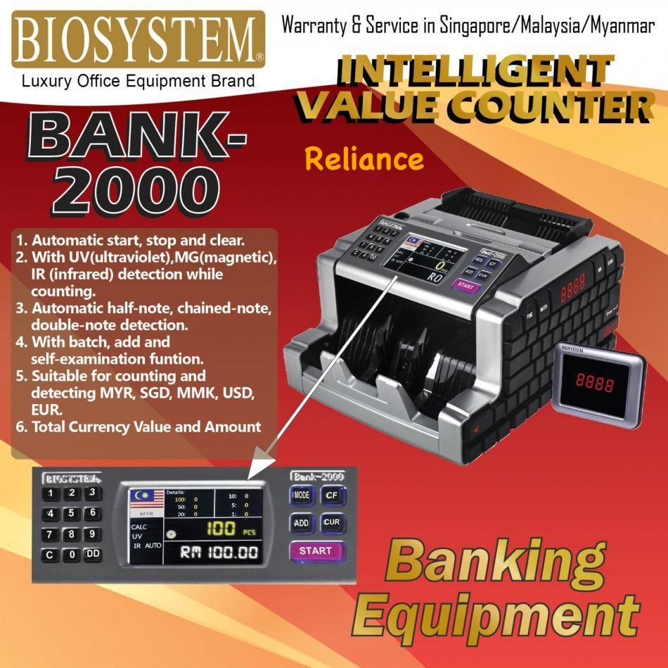 Biosystem Bank 2000 Bank Note Counter / Mesin Money Counting / Machine Bank 2000 # UV Counterfeit Detector # 1 Tahun Jaminan # RP0229 ( KTT : 1 Unit )