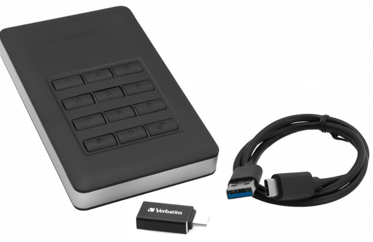 VERBATIM Store N Go Encryption 1TB Secure USB 3.1 External HDD Hard Drive / AES 256-bit Hardware Encryption, seamlessly encrypts all data on the drive in real-time