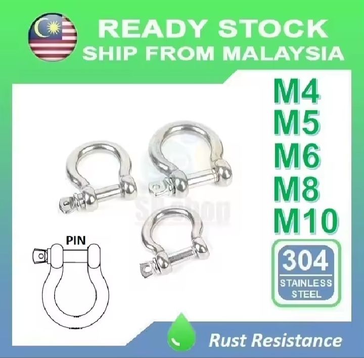 Bow shackle Sus 304 Size- M4,M5, M6, M8 & M10