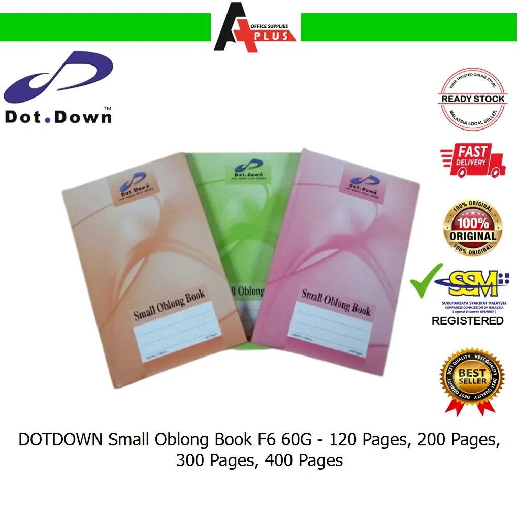 DOTDOWN Small Oblong Book F6 60G / Buku Kulit Keras - 120 pages, 200 pages, 300 pages, 400 pages