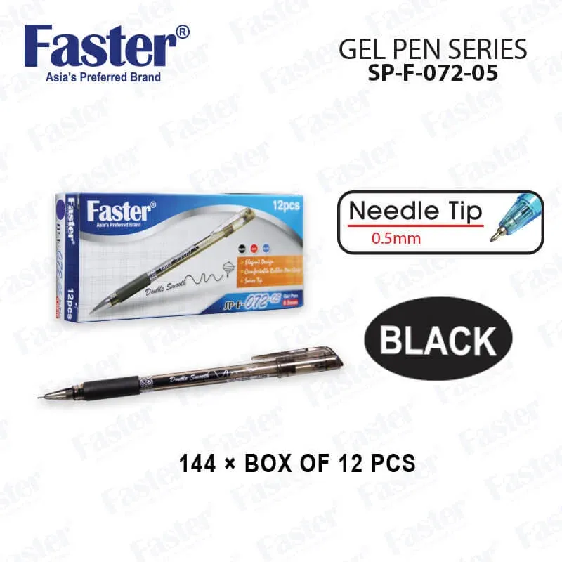 FASTER SP-F-072-05 0.5MM GEL PEN BLACK (12PCS/BOX)