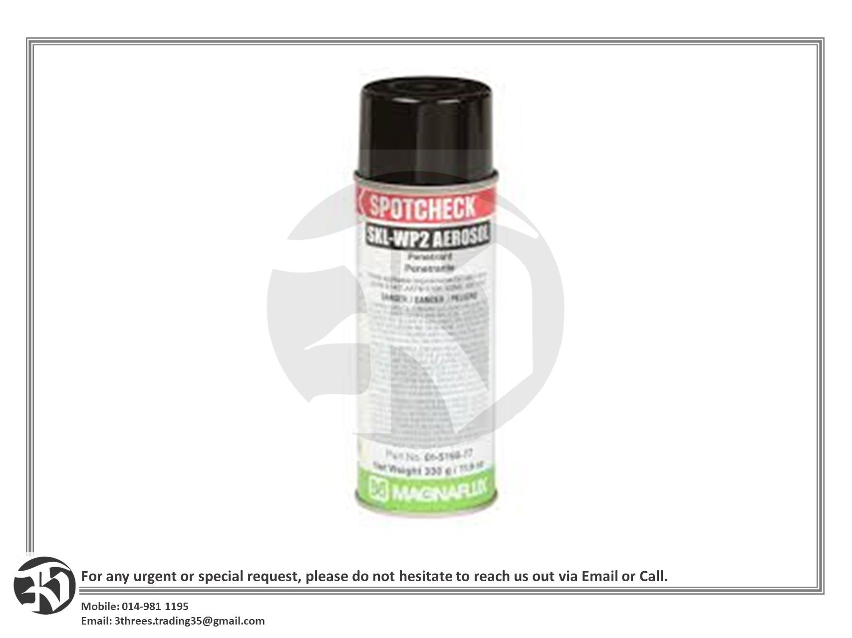 Penetrant Testing Red Dye - SKL-WP2 MAGNAFLUX 11.6 oz, Aerosol Can