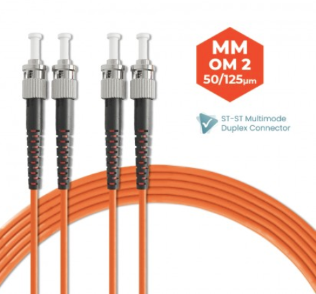 ST-ST 50/125 OM2 MULTIMODE DUPLEX FIBER OPTIC PATCH CABLE 3M 5M 10M 20M