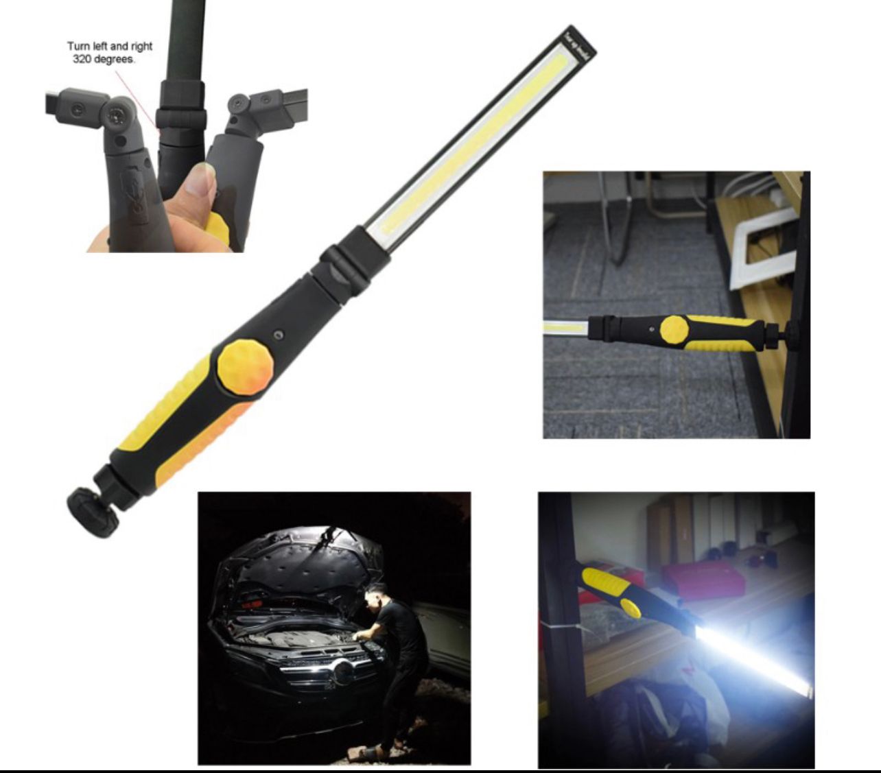 NA Flexible Magnetic USB Rechargeable COB Torch Multifunction Flashlight Work Lamp COB LED Hand Light