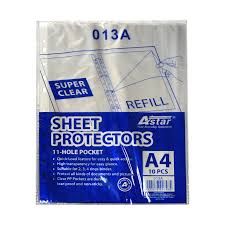 Astar Super Clear Sheet Protectors Refill - 11 Hole Pocket A4 Size 10pcs (013A) (DELIVER TO SABAH & LABUAN ONLY)